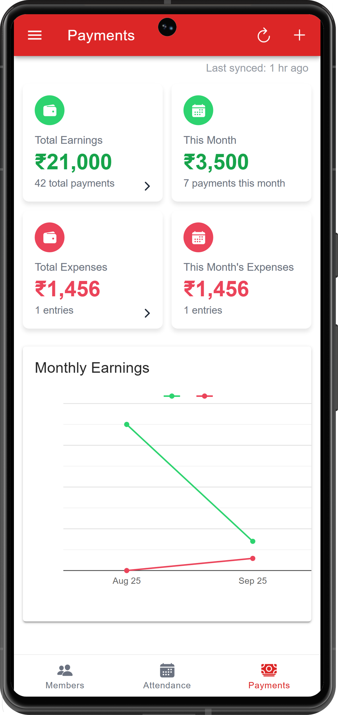 GymMate Payments and Expense Screen